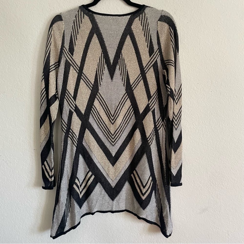 INC abstract holiday glitter sweater top size L asymmetrical hem sophisticated - Picture 7 of 9